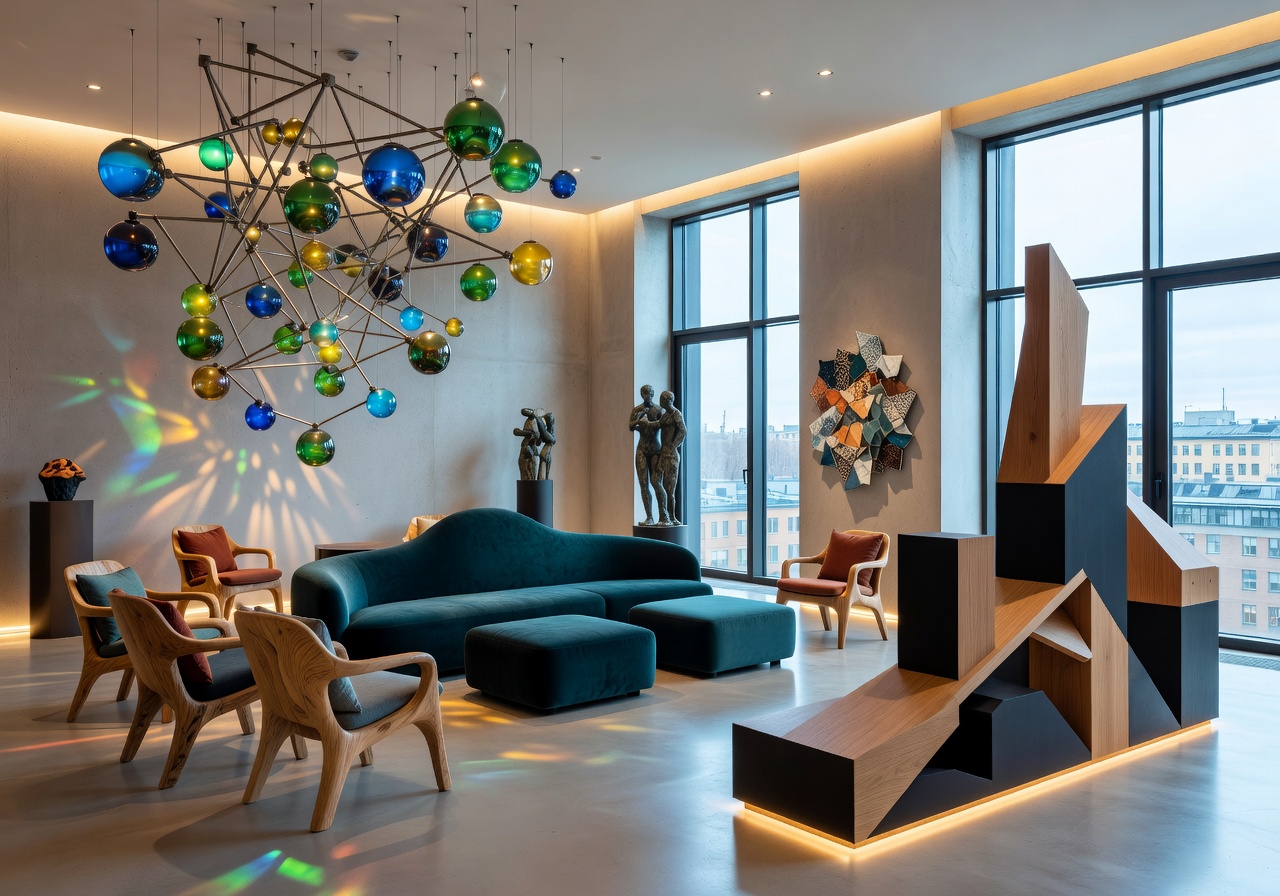 Artistic lobby of the Helsinki Vanguard Art & Play Hotel