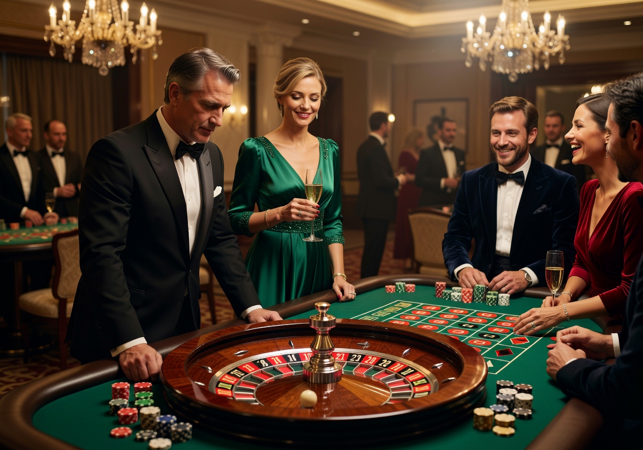 People enjoying a sophisticated evening at an in-hotel casino table