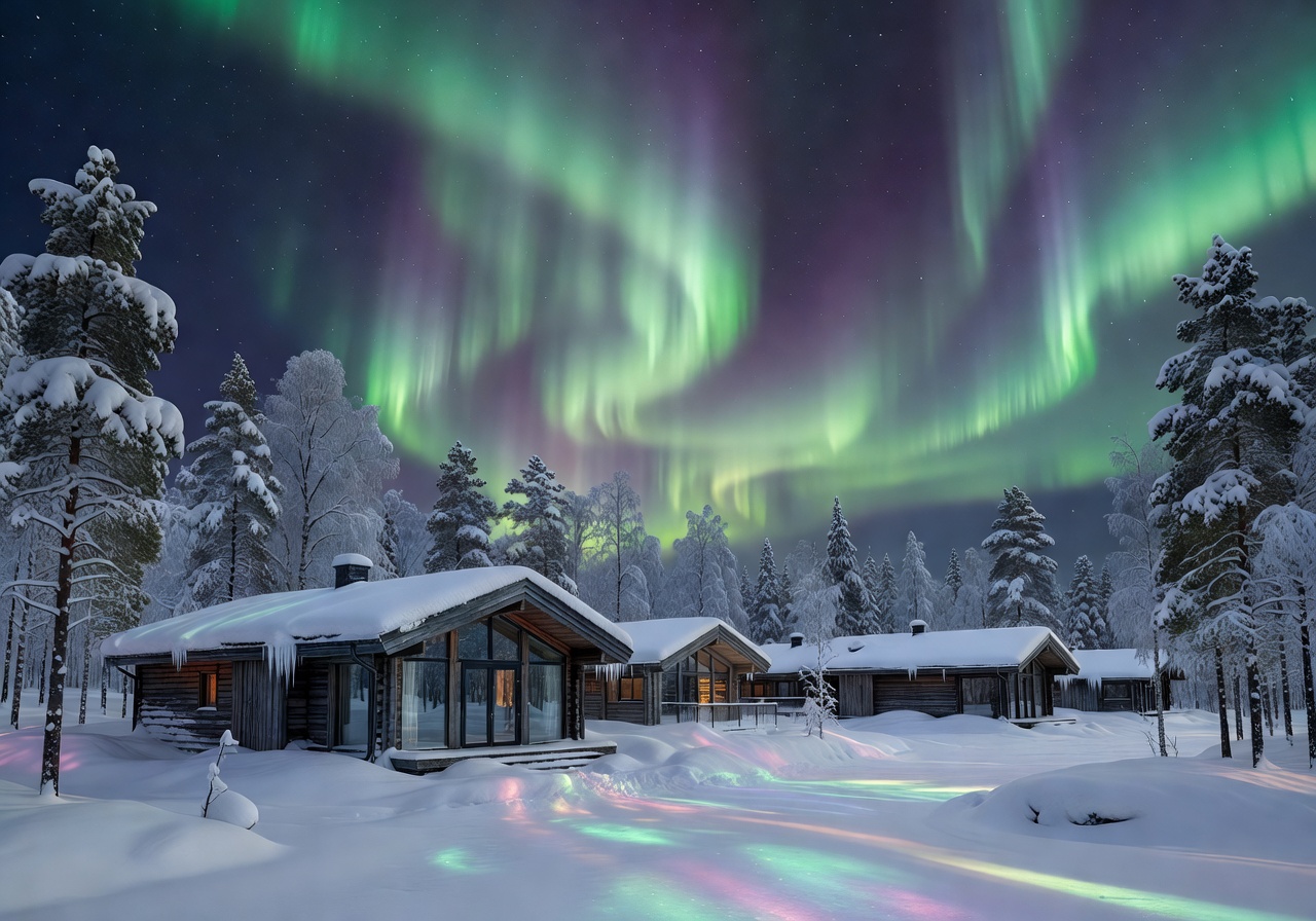 Lapland Aurora Resort surrounded by snow and nature